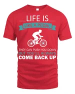 Life Is Like A Pedal Quote T-Shirt Motivational Cycling - red t-shirt on white background