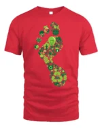 Eco Footprint T-shirt with Recycle and Green Energy Icons - red t-shirt on white background