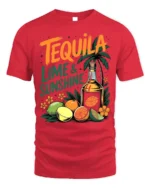 Tequila Lime and Sunshine T-Shirt Fun Summer Beach - red t-shirt on white background