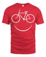 Bike Smile T-Shirt Minimalist Cycling Tee for Bikers - red t-shirt on white background