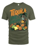 Tequila Lime and Sunshine T-Shirt Fun Summer Beach - military green t-shirt on white background