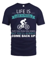 Life Is Like A Pedal Quote T-Shirt Motivational Cycling - navy t-shirt on white background