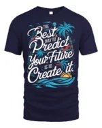 Create Your Future Motivational T-shirt with Tropical Print - navy t-shirt on white background