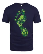 Eco Footprint T-shirt with Recycle and Green Energy Icons - navy t-shirt on white background