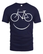 Bike Smile T-Shirt Minimalist Cycling Tee for Bikers - navy t-shirt on white background