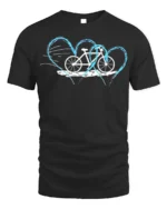 Bicycle Heartbeat T-Shirt for Cyclists and Bike Lovers - black t-shirt on white background