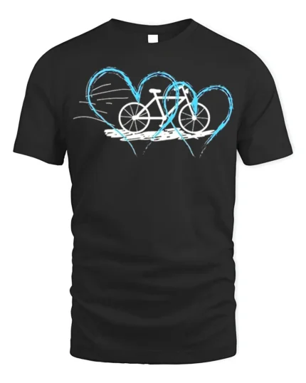 Bicycle Heartbeat T-Shirt for Cyclists and Bike Lovers - black t-shirt on white background