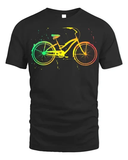 Color Splash Bicycle Art Print T-Shirt - black t-shirt on white background