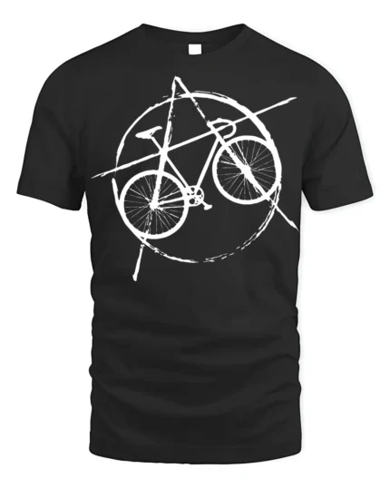 Punk Bicycle T-Shirt Anarchy Bike Graphic for Cyclists - black t-shirt on white background