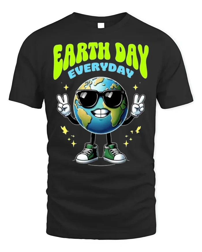 Earth Day Everyday T-Shirt Cool Planet Eco Style - black t-shirt on white background