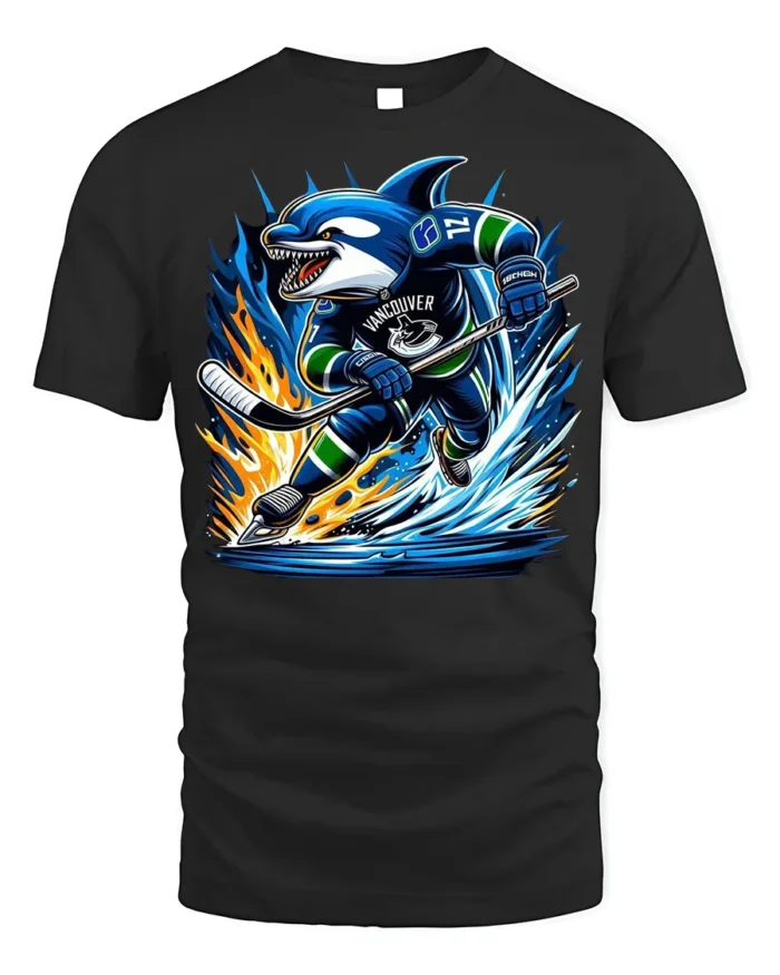 Shark Hockey T-Shirt Vancouver Ice Rink Power Play - black t-shirt on white background
