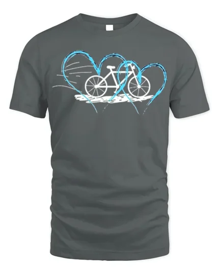 Bicycle Heartbeat T-Shirt for Cyclists and Bike Lovers - gray t-shirt on white background
