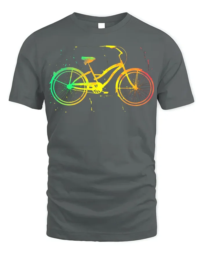 Color Splash Bicycle Art Print T-Shirt - gray t-shirt on white background