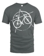Punk Bicycle T-Shirt Anarchy Bike Graphic for Cyclists - gray t-shirt on white background
