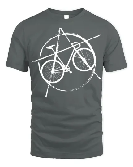 Punk Bicycle T-Shirt Anarchy Bike Graphic for Cyclists - gray t-shirt on white background