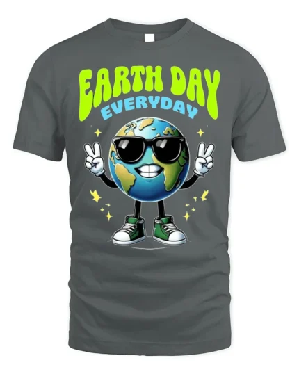 Earth Day Everyday T-Shirt Cool Planet Eco Style - gray t-shirt on white background