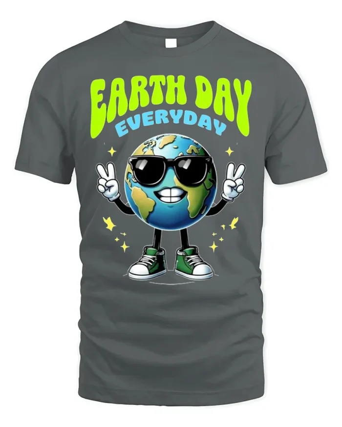 Earth Day Everyday T-Shirt Cool Planet Eco Style - gray t-shirt on white background
