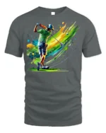 Color Splash Golf Swing T-Shirt Vibrant Golfer Graphic - gray t-shirt on white background