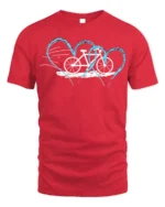 Bicycle Heartbeat T-Shirt for Cyclists and Bike Lovers - red t-shirt on white background