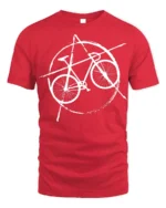 Punk Bicycle T-Shirt Anarchy Bike Graphic for Cyclists - red t-shirt on white background