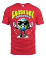 Earth Day Everyday T-Shirt Cool Planet Eco Style - red t-shirt on white background