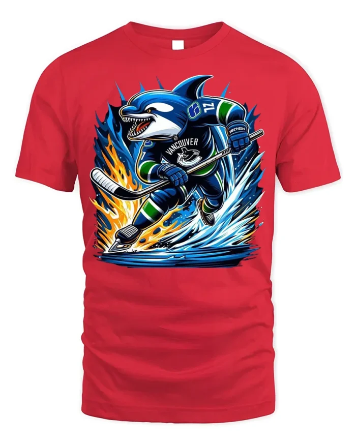 Shark Hockey T-Shirt Vancouver Ice Rink Power Play - red t-shirt on white background