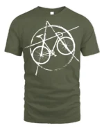 Punk Bicycle T-Shirt Anarchy Bike Graphic for Cyclists - military green t-shirt on white background