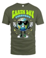Earth Day Everyday T-Shirt Cool Planet Eco Style - military green t-shirt on white background