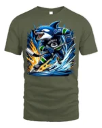 Shark Hockey T-Shirt Vancouver Ice Rink Power Play - military green t-shirt on white background