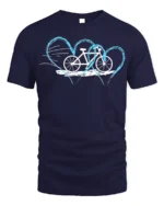 Bicycle Heartbeat T-Shirt for Cyclists and Bike Lovers - navy t-shirt on white background
