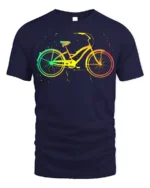 Color Splash Bicycle Art Print T-Shirt - navy t-shirt on white background