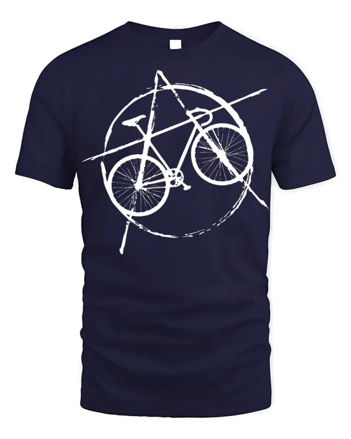 Punk Bicycle T-Shirt Anarchy Bike Graphic for Cyclists - navy t-shirt on white background