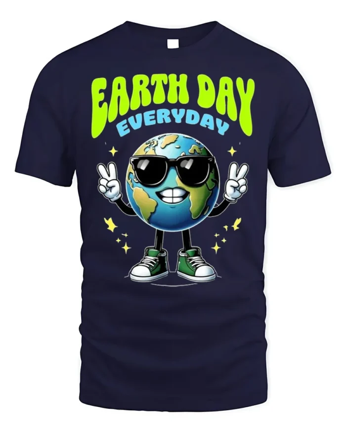 Earth Day Everyday T-Shirt Cool Planet Eco Style - navy t-shirt on white background