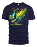Color Splash Golf Swing T-Shirt Vibrant Golfer Graphic - navy t-shirt on white background