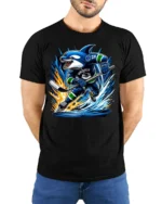 Shark Hockey T-Shirt Vancouver Ice Rink Power Play - model wearing black shirt, hands behind back