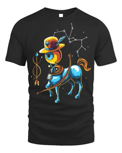 Sagittarius Zodiac T-Shirt Cool Centaur Constellation - black t-shirt on white background