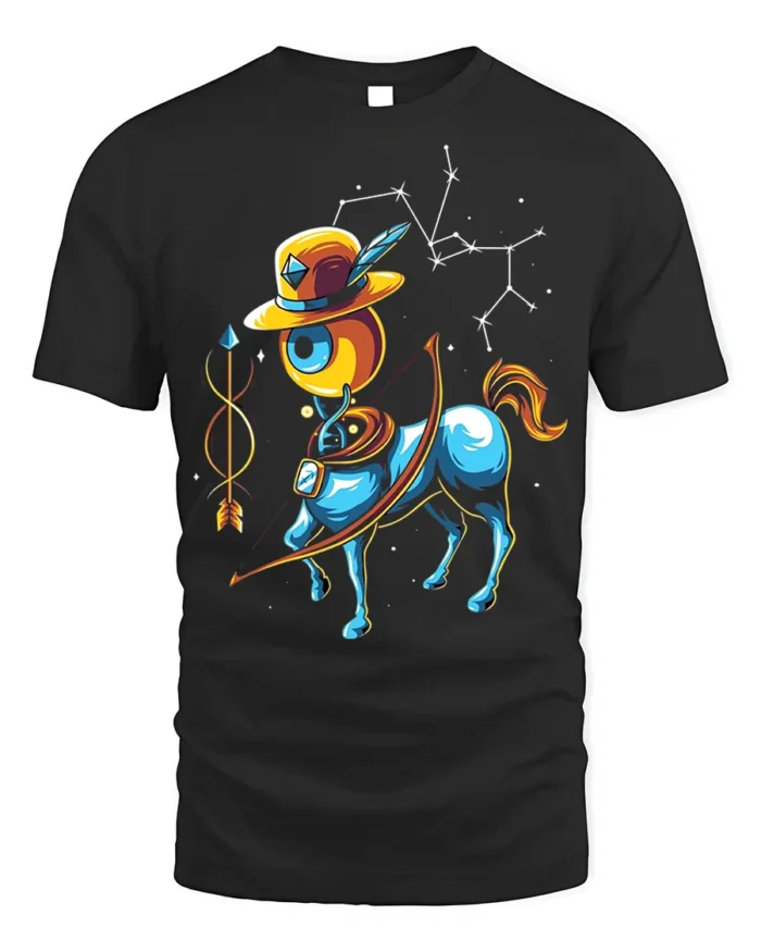 Sagittarius Zodiac T-Shirt Cool Centaur Constellation - black t-shirt on white background