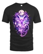 Mystic Purple Fox T-Shirt Celestial Moonlight Design - black t-shirt on white background