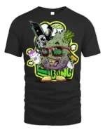 Trippy Weed Cartoon T-Shirt Vibes Stoner Graphic - black t-shirt on white background