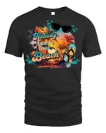 Funny Beach T-Shirt Nobody Likes a Shady Beach - black t-shirt on white background