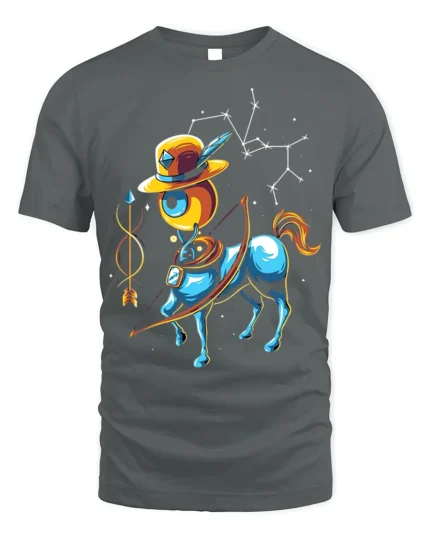 Sagittarius Zodiac T-Shirt Cool Centaur Constellation - gray t-shirt on white background