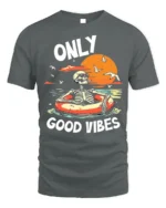 Only Good Vibes Skeleton T-Shirt Funny Beach Chill - gray t-shirt on white background