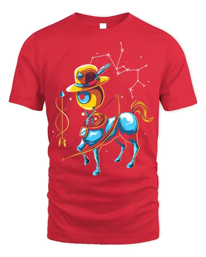Sagittarius Zodiac T-Shirt Cool Centaur Constellation - red t-shirt on white background