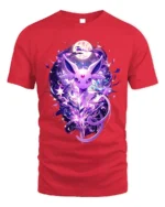 Mystic Purple Fox T-Shirt Celestial Moonlight Design - red t-shirt on white background