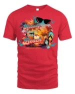 Funny Beach T-Shirt Nobody Likes a Shady Beach - red t-shirt on white background