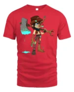 Tree Warrior Boy T-Shirt Fantasy Axe Character Graphic - red t-shirt on white background