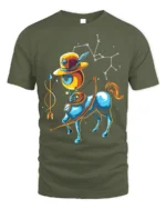 Sagittarius Zodiac T-Shirt Cool Centaur Constellation - military green t-shirt on white background