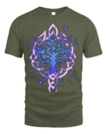 Celtic Tree of Life T-Shirt Blue Mystic Nature Design - military green t-shirt on white background