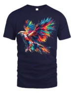 Colorful Eagle Explosion Art Graphic T-Shirt - navy t-shirt on white background