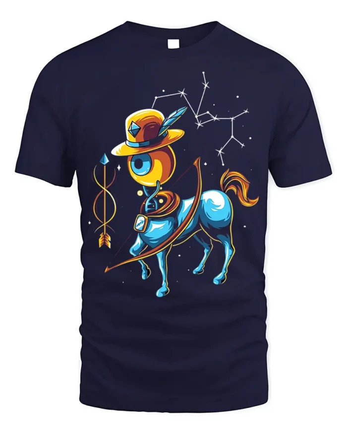 Sagittarius Zodiac T-Shirt Cool Centaur Constellation - navy t-shirt on white background
